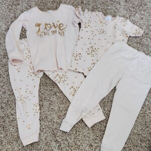 Kids Pajamas Set - Cream and Gold